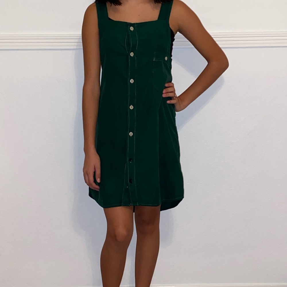 Green overall dress